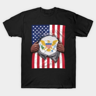 Virgin Islands Flag American Flag Ripped - Gift for Virgin Islander From Virgin Islands T-Shirt